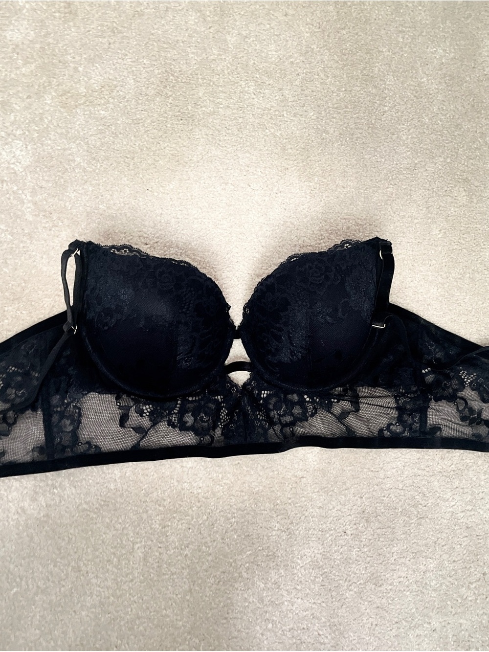 La Senza Black Lace Longline Push-Up Bra - NWT - Size XL - Picture 8 of 9